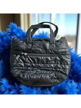 SONDRA ROBERTS Black Puffer Shoulder Tote Bag